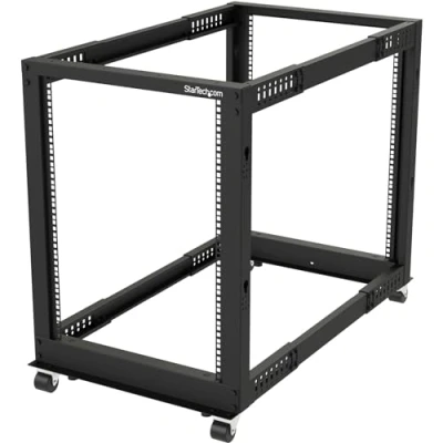 Immagine di StarTech.com Server Rack 15U 19&quot; a 4 Montanti Telaio Aperto Armadio di Rete con Ruote, Piedini livellamento/montaggio pavimento, dati per Apparecchiature AV/Dati/IT (4POSTRACK15U)