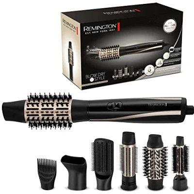 Immagine di Remington Spazzola ad Aria Calda 6 accessori: Rotonda da 25,38,50 mm, Bocchetta Styling, piatta, Booster Attaccatura Capelli 1200W, Ricci, Volume e Stile Liscio, AS7700