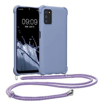 Immagine di kwmobile Custodia Compatibile con Samsung Galaxy A03s Cover Back Case in Silicone TPU Protezione Smartphone Cordino lavanda