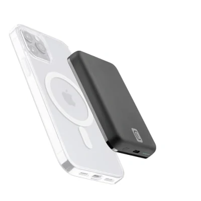 Immagine di Cellularline wireless power bank Mag 5000 Caricabatterie portatile compatibile con ecosistema Safe Capacità 5000mAh Carica 7.5W 1xUSB C 18W Per iPhone 12 e successivi Nero
