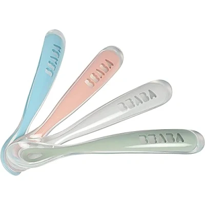 Immagine di BÉABA Cucchiaio in Silicone per Bebè e Neonato, Cucchiaino Svezzamento, Set di 4