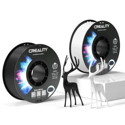 Immagine di Creality Official PETG Filament Nero + Bianco, 3D Printer 1.75mm 2Kg, No Tangling, forte Legame e Prestazioni Overhang Precisione Dimensionale +/ 0.03mm