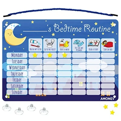 Immagine di Amonev Grafico di ricompensa della Routine buonanotte, Colore Blu, Large, AMNVBEDRUTINECHRTBLUE