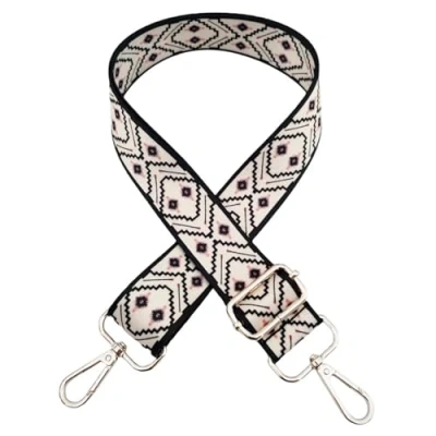 Immagine di Cinghia Tracolla per Borsa Donna Regolabile, Tracolle Ricambio Colorata Larga 3.8cm con Moschettoni Argento Crossbody Borsetta Accessori, Nero Rosa, P6