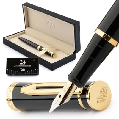 Immagine di black with section Gold trim 24 Pack Ink Slim Box Broad Nib