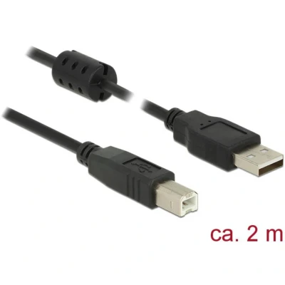 Immagine di Delock Cavo USB 2.0 Spina A, B 2.00 m Nero con nucleo in ferrite 84897