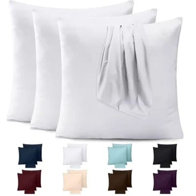 Immagine di Utopia Bedding federa cuscino set de 4 Copricuscino in morbida microfibra spazzolata con chiusura a busta (Bianco, 50 x cm)