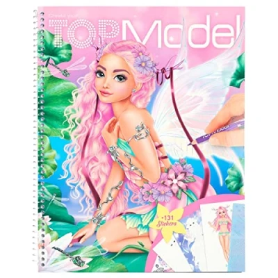 Immagine di Depesche 12147 Crea Il Tuo TOPModel Libro Fantasy con 78 Pagine per Creare Abiti magici, Libretto da colorare Foglio di Adesivi e Stencil, Multicolore