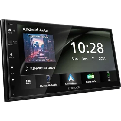 Immagine di KENWOOD DMX5023DABS 17,3 cm WSVGA (1024 x 600px) Moniceiver con DAB+/FM, CarPlay, Android Auto, Apple &amp; USB mirroring, Bluetooth, pannello touch capacitivo, DSP, 4 50 Watt, 3 pre out 2,5