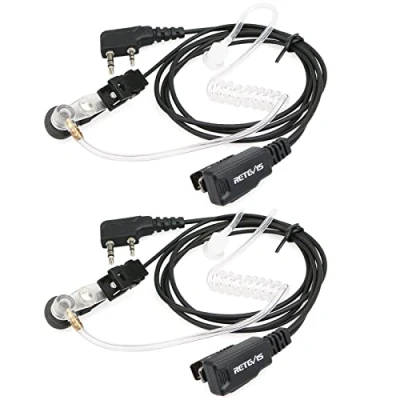 Immagine di Retevis Cuffie Walkie Talkie 2 Pin Tubo Acustico Trasparente Auricolare Compatibile con Ricetrasmettitore RT24 RT22 RT27 RT15 RT28 Baofeng UV 5R BF 888S Kenwood (2 pezzi)