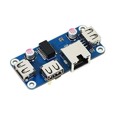 Immagine di Waveshare Ethernet/USB HUB HAT per Raspberry Pi 4 B/3 B+/3A+/2B/Zero/Zero W/Zero WH, 1x RJ45 10/100M Ethernet Porta, 3x USB 2.0 Compatibile con 2.0/1.1
