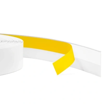 Immagine di Quest listello piatto, di copertura, autoadesivo, larghezza 40 mm, lunghezza 25 m, bianco, in PVC, flessibile, piatto