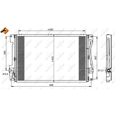 Immagine di NRF EASY FIT 35151 Condensatore con anello tenuta 13,1 9,8 Alluminio 590 VOLVO: XC70 I Cross Country