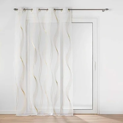Immagine di Douceur d&#039;Intérieur Elona Tenda con Occhielli, 140 x 280 cm, Oro, Velo Sabbiato Stampato Metallizzato