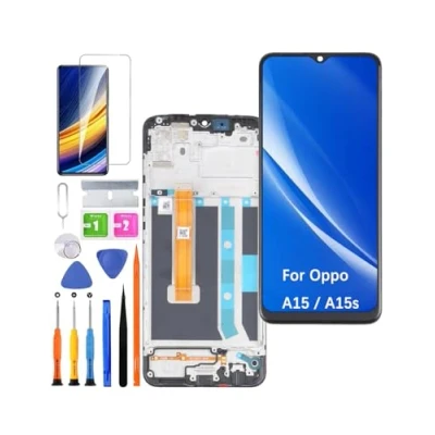 Immagine di HLYGZX display di ricambio originale per LCD Oppo A15/A15s, CPH2185 CPH2179, touch digitizer Assembly kit riparazione (nero con cornice)