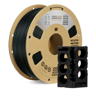 Immagine di OVERTURE Super PLA+ Filamento 1.75mm, Toughness Enhanced PLA Plus, 1kg Bobina(2.2lbs), Precisione Dimensionale +/ 0.03 mm, per Stampante 3D (Nero)