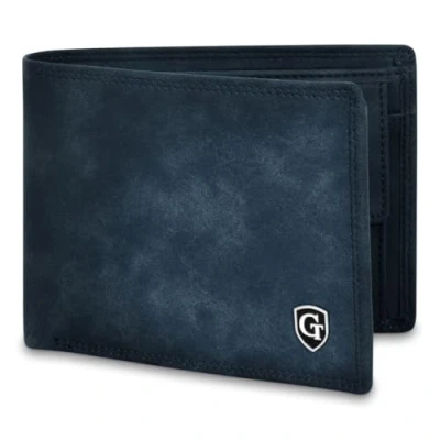 Immagine di GenTo® Berlin, ampio portafoglio Classico con scomparto per monete, supporto Apple AIRTAG, protezione RFID NFC, confezione regalo inclusa, Navy Matt, Querformat M,