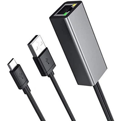 Immagine di adattatore Ethernet Fire TV Stick, per Stick e Chromecast, Chromecast Ultra 4k, Cube, Micro USB a LAN RJ45 con cavo di alimentazione Dragon Trading