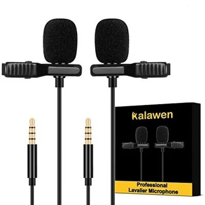 Immagine di microfono Lavalier 2 omnidirectional condensatore Lapel Mic per smartphone Android da 3,5 mm iPhone PC e fotocamera con due cavi di prolunga m intervista videoconferenze Podcast