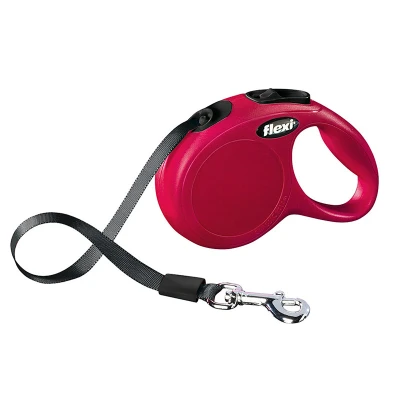 Immagine di Guinzaglio avvolgibile a fettuccia flexi New Classic rosso, 5 m M: fino 25 kg