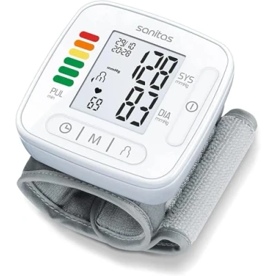 Immagine di Sanitas SBC 22 Misuratore di Pressione da Polso Misurazione Automatica della Sanguigna e del polso, funzione avviso aritmie cardiache, Display LCD XL, 2x60 pozioni memoria