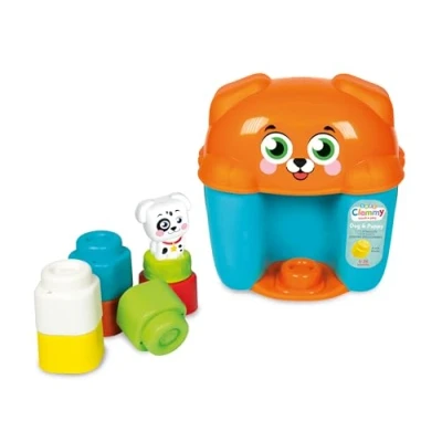 Immagine di Clementoni Soft Clemmy Dog &amp; Puppy Bucket Secchiello con Mattoncini Morbidi, Set Costruzioni Prima Infanzia Bambini 6 Mesi Made in Italy, Colore, 17769