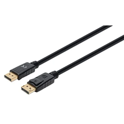 Immagine di Manhattan DisplayPort Cavo Spina DisplayPort, 1.00 m Nero 355568 1.4, tripla schermatura, guaina in PVC, contatti connettore