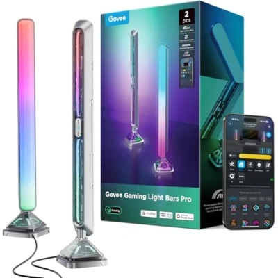Immagine di Govee Gaming Barre luminose Pro, Strisce LED intelligenti da gioco 16 pollici aggiornate con illuminazione RGBIC a tre lati per monitor, 60+ scena, compatibili Alexa e Google Home