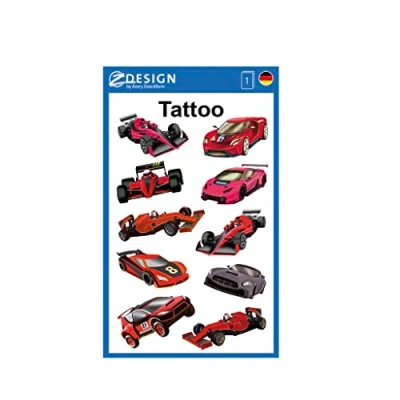 Immagine di AVERY Zweckform 10 tatuaggi auto da corsa per bambini (tatuaggi temporanei corsa, impermeabili bambini, adesivi delicati sulla pelle, ragazzi, regali di compleanno