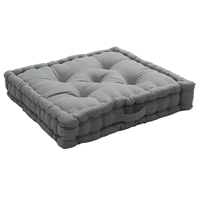 Immagine di Cuscino da pavimento con maniglia, 50 x 10 cm, 100% cotone, Grigio
