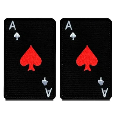 Immagine di 2 Pezzi Carta della Morte ACE Ricamato Toppa Compatibile con Velcro per Cappotto Cappellini Zaino Viaggio Spalla Cyclist Biker Sociale Tattico Militare