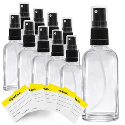 Immagine di Oputec 10 flaconi spray da 30 ml in vetro con nebulizzatore + etichette Bottiglie trasparente testina fine Piccola bottiglia