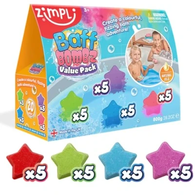 Immagine di 20 x Bombe da Bagno a Stella di Zimpli Kids, Crea un&#039;Avventura Colorata e Frizzante, Confezione Value Bundle Effervescenti, Regalo Compleanno per Bambini Bambine