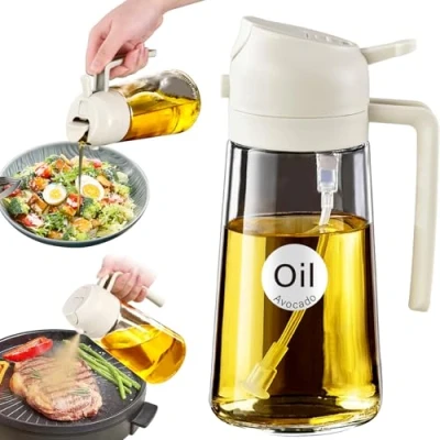 Immagine di YARRAMATE Spruzzino Olio per Friggitrice Aria 2 in 1, 470 ml Dosatore Bottiglia e Oliera Spray da Cucina, Accessori Cucina Nebulizzatore Alimenti Spruzzatore (Bianco)