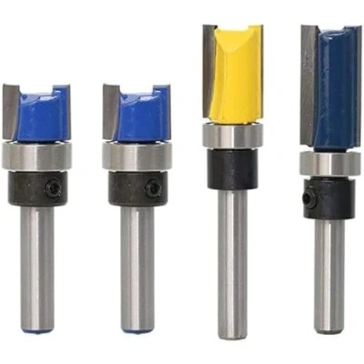 Immagine di NC 4 pezzi 1/4 &quot;Shank Flush Trim Router Bit Shank modello Set Lavorazione Del Legno Top Bearing Fresatura Strumenti per Truciolare MDF