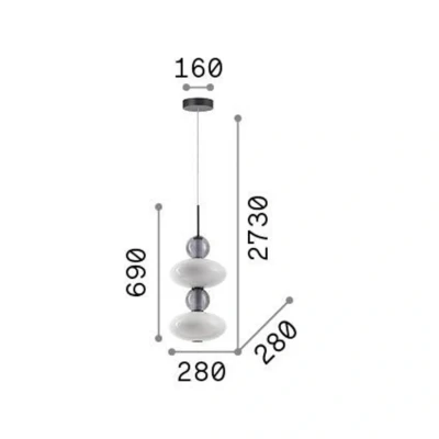 Immagine di Ideallux Ideal Lux Lampada a sospensione Lumiere 2, vetro opalino/grigio