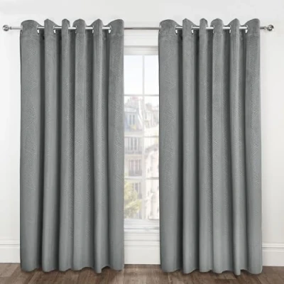Immagine di Emma Barclay Midnight Tende oscuranti termiche con occhielli, in velluto goffrato, 116 x 183 cm, colore: Argento