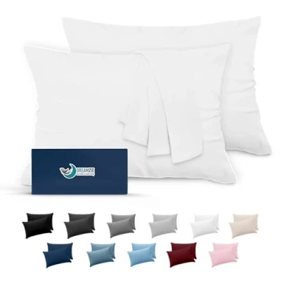 Immagine di Federe Cuscini 40x70 (Set 2) Dreamzie in Microfibra OEKO TEX Certificazione Federa Cuscino Dolce Bianco
