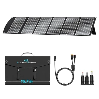 Immagine di Ecosonique Caricatore portatile pieghevole da 100 W, ricarica rapida con USB C PD3.0 A QC3.0 DC 20 V leggero supporto per campeggio Power Station generatori solari cellulari Bank