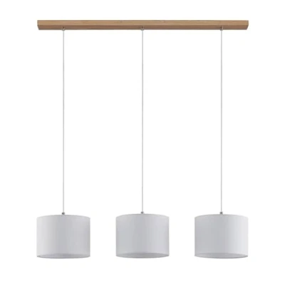 Immagine di lampada a sospensione &#039;Imarin&#039; dimmerabile (Moderno) colore Ocra, in Legno ad es. Soggiorno &amp; Sala da pranzo (3 luci, E27) di Lindby tessuto, soffitto, plafoniera