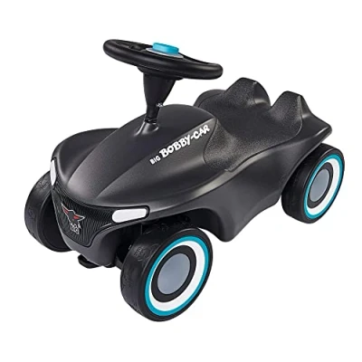 Immagine di Big Bobby Car Neo antracite veicolo scorrevole per interni ed esterni, bambini con pneumatici Whisper e due colori dei cerchi da sostituire, 1 anno