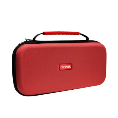 Immagine di GXTrust 1251RB Custodia Nintendo Switch 2, Cover Anti Graffio Protettiva con Design Antiurto, Manico, Spazio per 4 Joycon, Porta Tasche Cinturini e 12 Giochi, Rosso/Blu