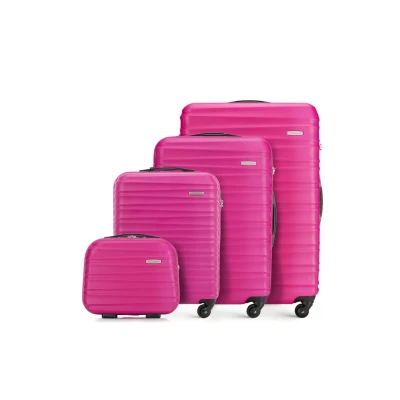 Immagine di WITTCHEN GROOVE Line Set di 4 Valigie (S+M+L+Custodia cosmetica) Rigido in ABS Ruote Serratura a Combinazione Manico Telescopico Rosa