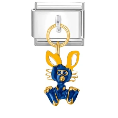 Immagine di Quiges Modulo Charm Link in Stile Italiano da 9 mm Acciaio Inox Ciondolo Coniglio per bracciali Italian Links