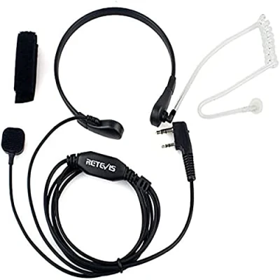 Immagine di Retevis Gola Microfono per Walkie Talkie 2 Pin Cuffia Auricolare Compatibile con Ricetrasmettitore RT24 RT622 RT27 RT617 RT618 RT619 Baofeng UV 5R BF 888S Kenwood Wouxun TYT HYT(1 pezzo)
