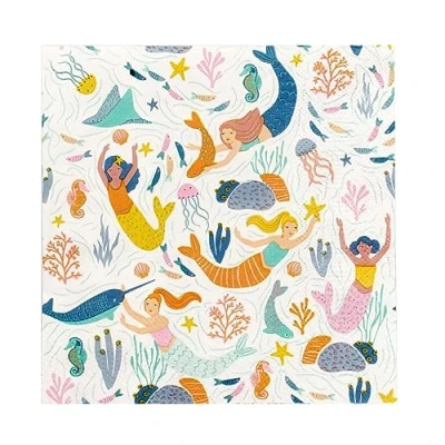 Immagine di Talking Tables Tovaglioli di carta a tema sirena, riciclabili, usa e getta, ecologici, per feste compleanno bambini, decorazioni in mare o baby shower, confezione da 20