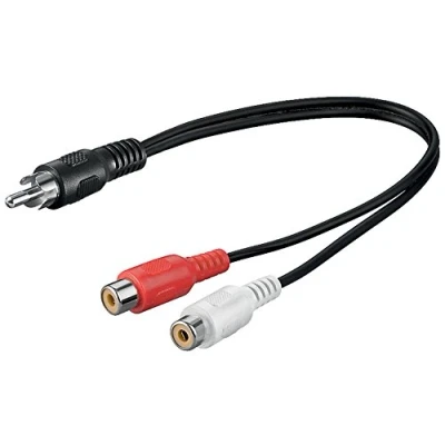 Immagine di Goobay 50005 Adattatore Cavo Audio a Y; Connettore RCA Presa Stereo, Nero, 0.2m Lunghezza del