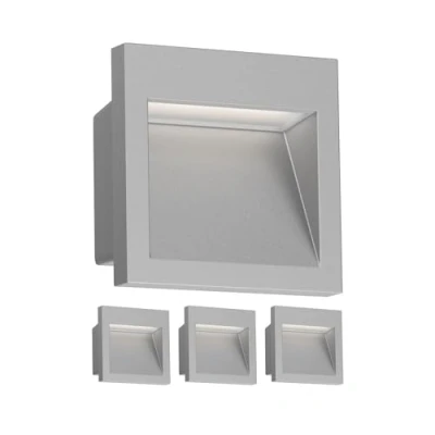 Immagine di ledscom.de 4 LED applique da incasso NOLA, downlight per esterni, IP54, grigio opaco, 90 x mm, bianco caldo