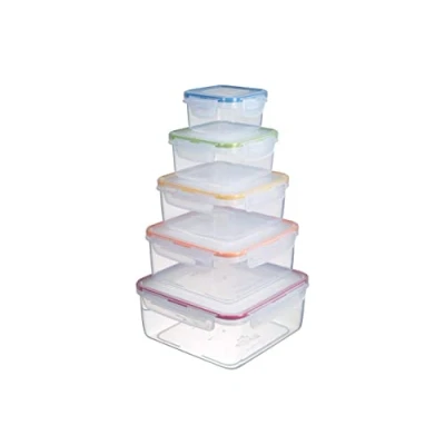 Immagine di Set di 5 contenitori quadrati e impilabili con guarnizioni Col Seals 2,1 lt/1,3 lt/820 ml/430 ml/180 ml
