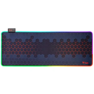 Immagine di Itek E1 Tappetino per Mouse Gaming, RGB, XXL 350x250x3mm, Massima Precisione, Lavabile, Antiscivolo, Materiali Premium, Illuminazione RGB con 12 modalità Nero Rosso